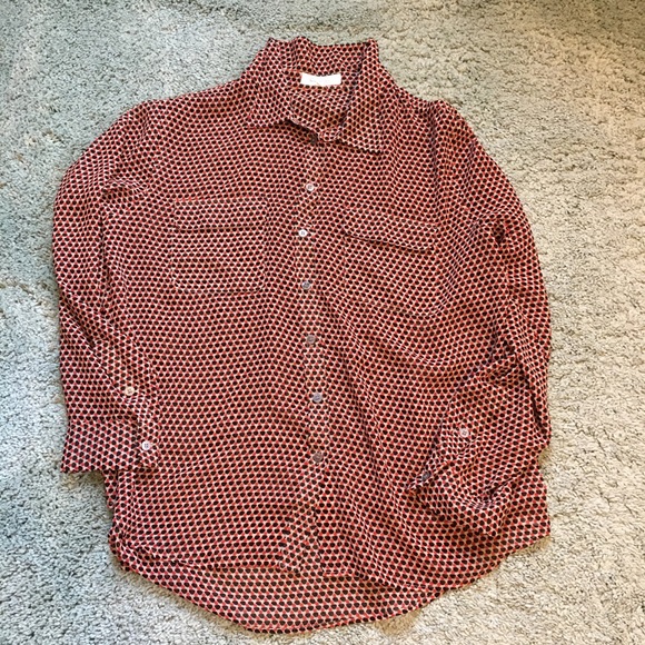 Two by Vince Camuto Sheer Button Down Blouse, L - Picture 5 of 9